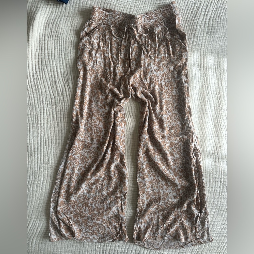 Pink Lily Tan Floral Trousers
